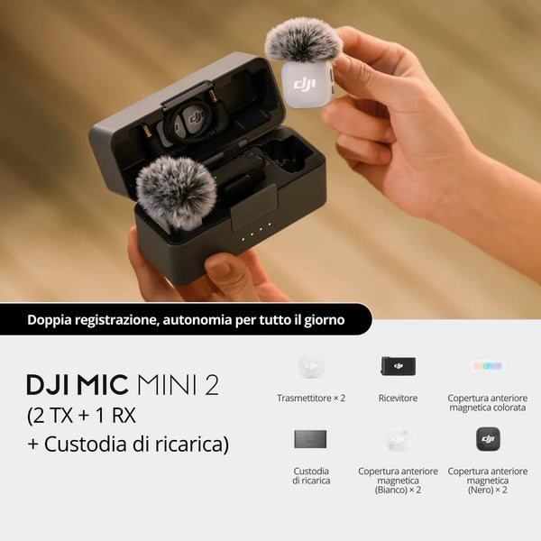 DJI Mic Mini 2 (2 TX + 1 RX + Custodia di ricarica)