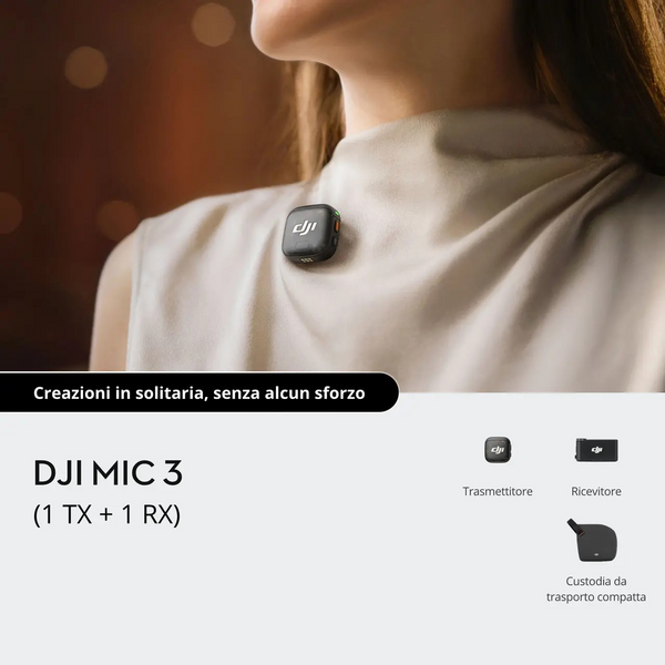 DJI Mic 3 (2 TX + 1 RX + Custodia di ricarica)